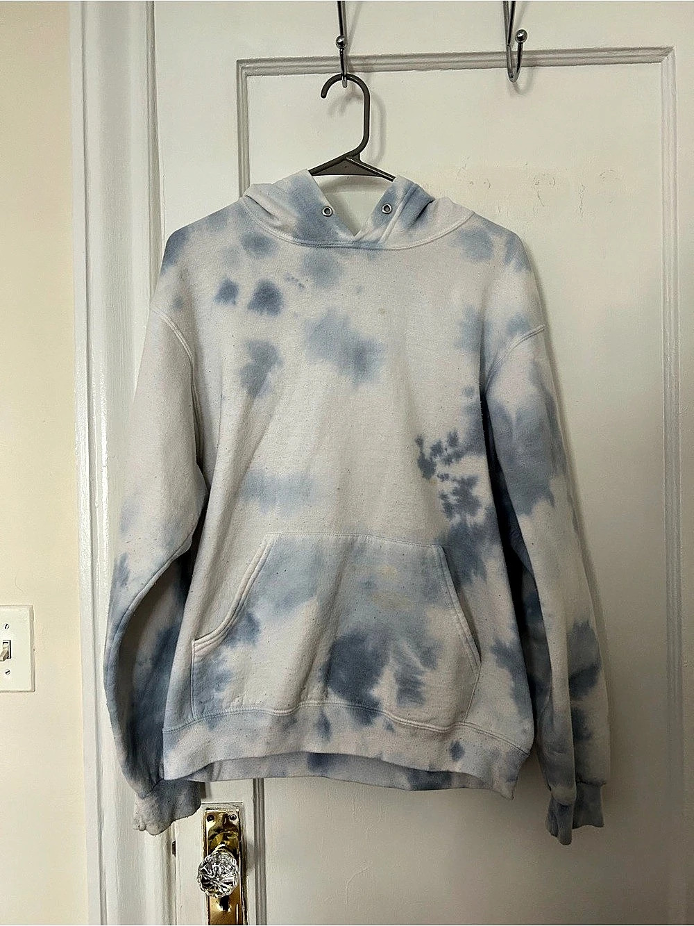 Fruit of the Loom Blue & White Tie Dye Hoodie Size Medium